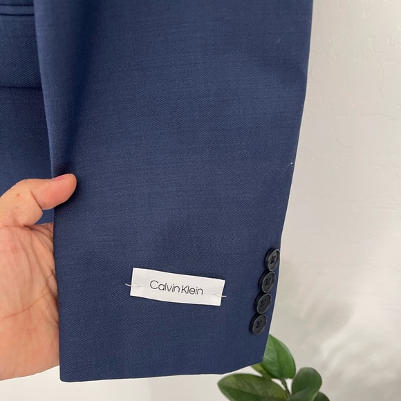 CALVIN KLEIN Men’s Solid Blue 100% Wool Suit Jacket Sz 38S NWOT - Picture 7 of 10